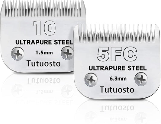 Clipper Blades Pet Grooming Clipper Replacement Blades Detachable Blade Compatible with andis/wahl/Oster Dog Clippers (10#&5FC)