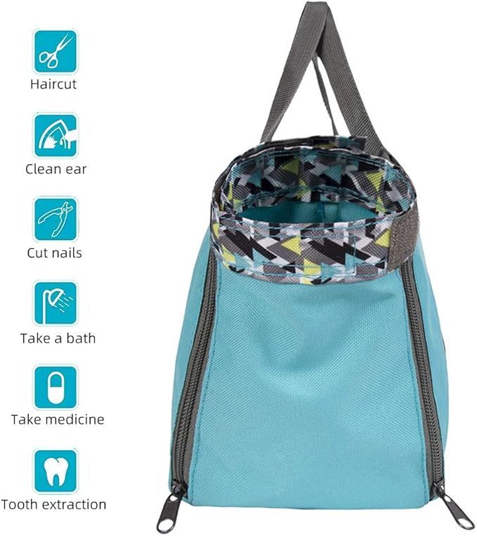 Cinf Cat Nail Clipping Cleaning Grooming Restraint Bag No Scratching Biting for Bathing Nail Trimming Injecting Examining(Blue,M)