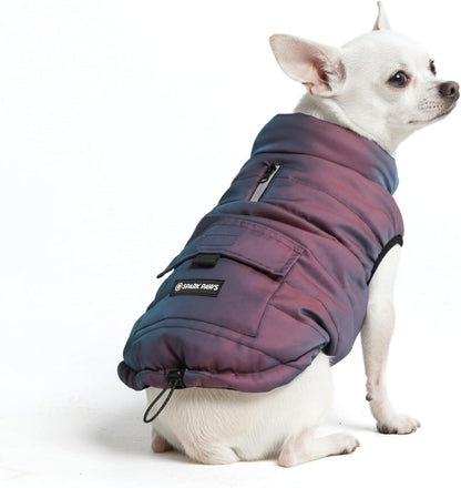 Spark Paws Dog Winter Jacket, Water-Resistant Coat, Warm Reflective Windproof Fleece-Interior, for Medium and Large Dogs - Cosmic - S