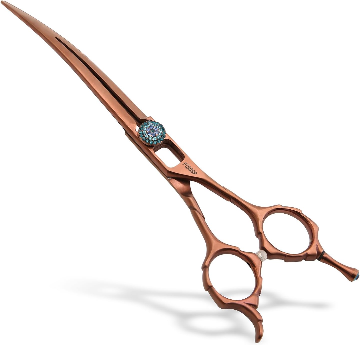 Curved Dog Grooming Scissors 7.5'' Downward 30° Professional Pet Grooming Trimming Shears for Dogs Teddy High Cobalt Alloy Steel for Right Handed Groomers (7.5, Chocolate Curve)