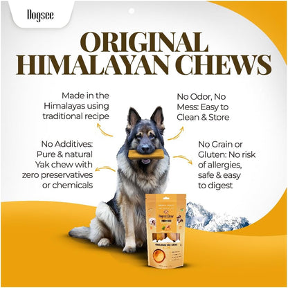 Dogsee Himalayan Yak Cheese Dog Chews with Turmeric/Curcumin (Medium - 6Chew) | Long Lasting | Anti-inflammatory | Fights Plaque and Tartar | Odorless Dog Treats