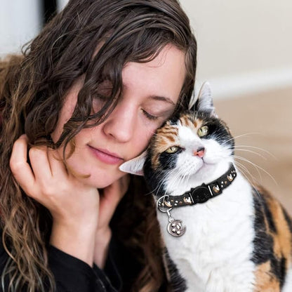 2Pcs Breakaway Cats Collars Cat Collars for Boy & Girl Cats Adjustable Kitten Collars with Bell,Purple+Black,8"-13.1"