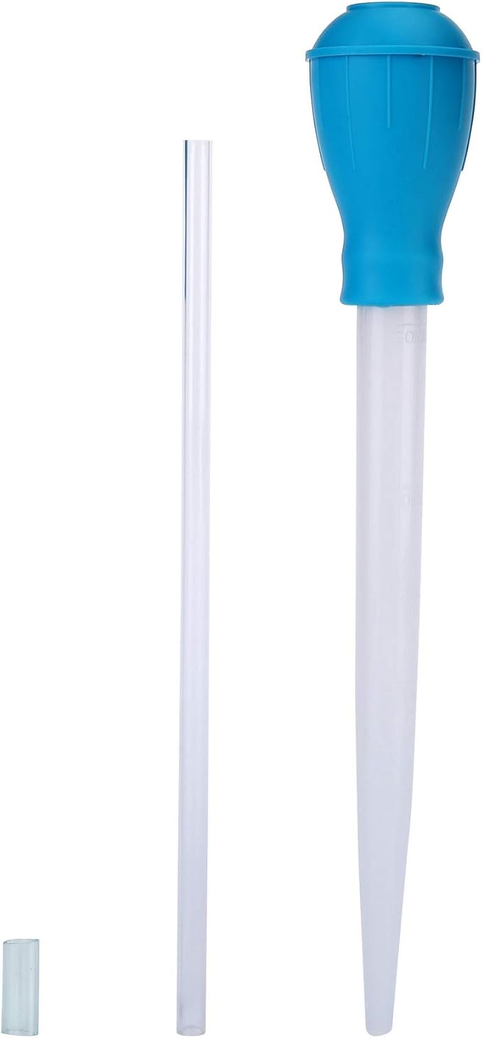 Coral Feeder SPS HPS Feeder with Extension Tube, Aquarium Long Syringe Dropper Pipette Turkey Baster for Marine Fish Feeding（Blue/Extendable