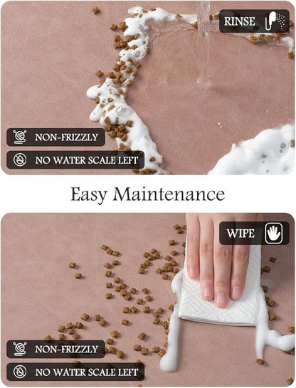 Pet Feeding Mat-Absorbent Dog Mat for Food and Water Bowl-No Stains Quick Dry Water Dispenser Mat-Dog Accessories Pet Supplies-Bowl for Messy Drinkers（Dusty Pink,12"x19"