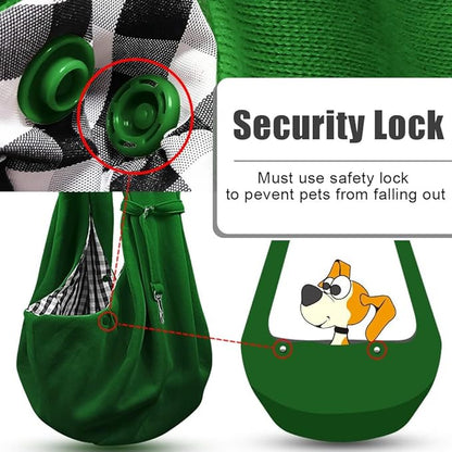 Tomkas Small Dog Sling Carrier - Classic Pocket & Classic Strap - for 3-10 lbs Pets(Emerald Green)