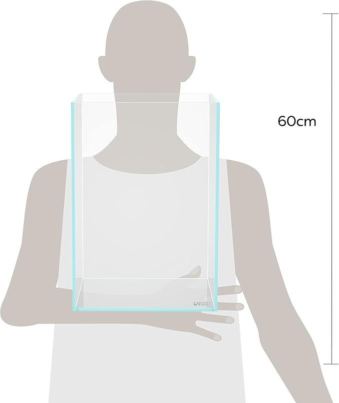 LANEDN Tall Tank Rimless Low Iron Tank 5.5GAL 9.8" L × 9.8" W × 14.2" H(25X25X36) cm Small Aquascape Fish Tank, Vertical Aquascape Tank, Black Leveling Mat Included