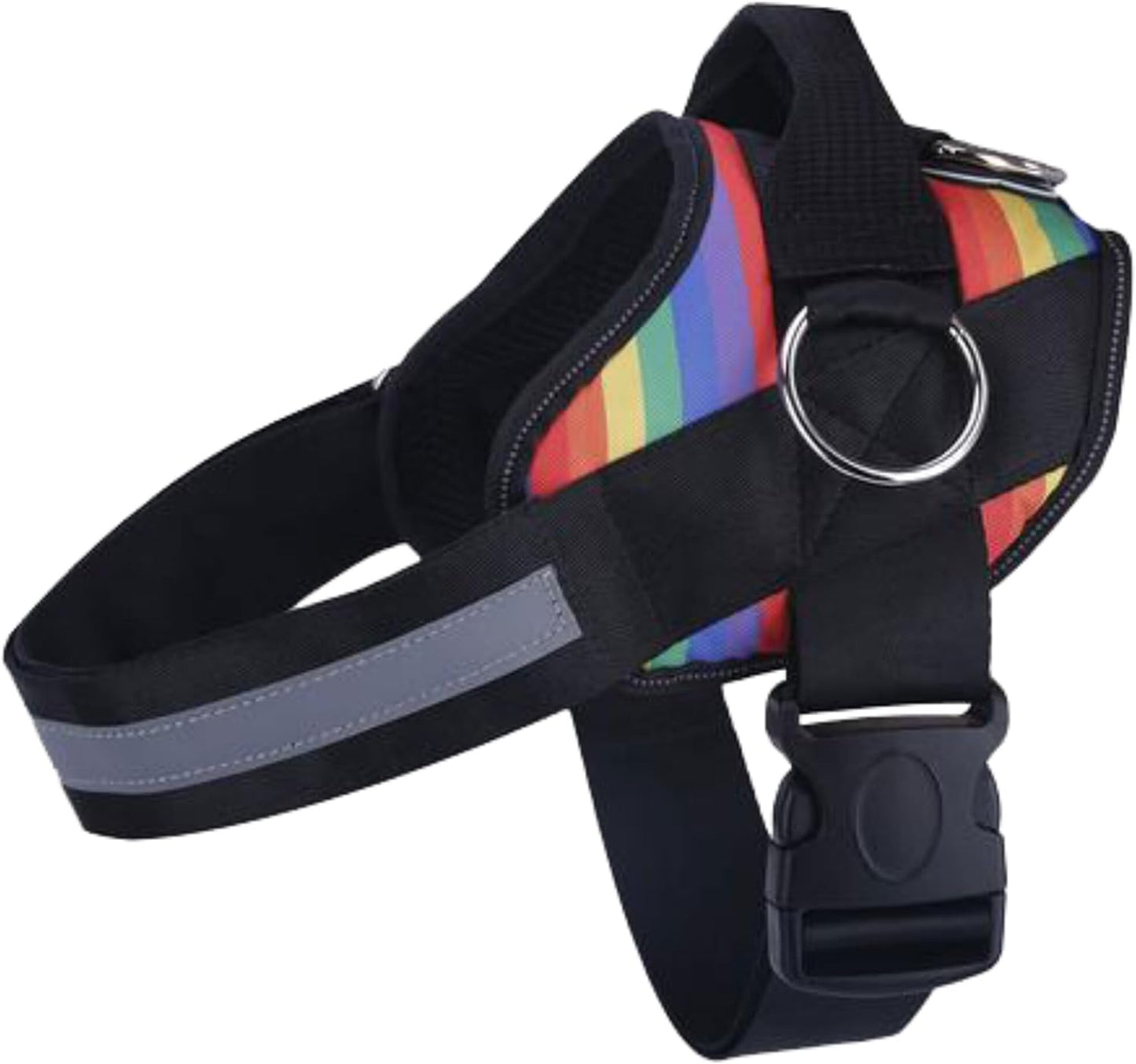 Joyride Basic Essential Dog Harness 1.0 - Small, Medium, Large Dogs, No-Pull Pet Vest with 3 Side Rings for Leash Placement, Adjustable for Training (Rainbow, XL)