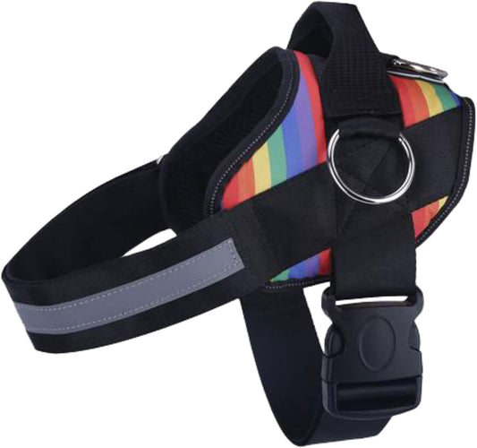 Joyride Basic Essential Dog Harness 1.0 - Small, Medium, Large Dogs, No-Pull Pet Vest with 3 Side Rings for Leash Placement, Adjustable for Training (Rainbow, XL)