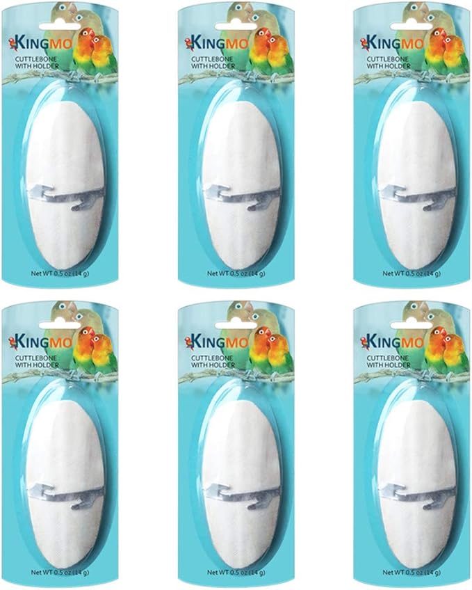 Jmxu's 5"-5.5" Bird Cuttlebone for Parakeets, Cuddle Bone with Metal Holder, Cuttlefish Bone for Sharp Beaks, Natural Birds Calcium for Parrots Cockatiels Budgie, 6 Pcs