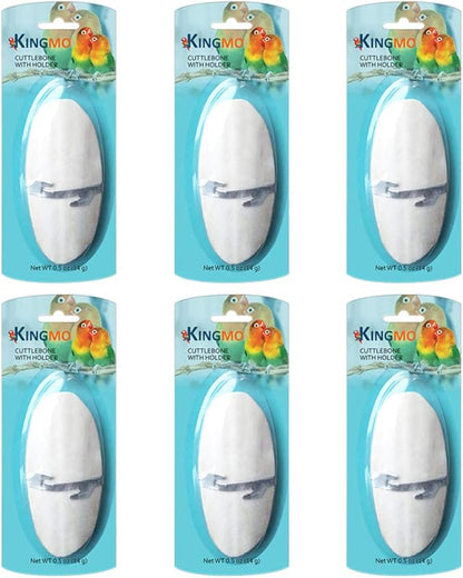 Jmxu's 5"-5.5" Bird Cuttlebone for Parakeets, Cuddle Bone with Metal Holder, Cuttlefish Bone for Sharp Beaks, Natural Birds Calcium for Parrots Cockatiels Budgie, 6 Pcs