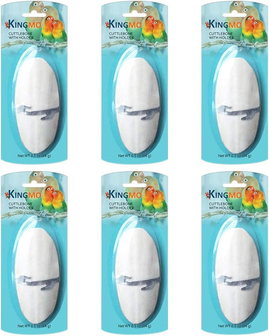Jmxu's 5"-5.5" Bird Cuttlebone for Parakeets, Cuddle Bone with Metal Holder, Cuttlefish Bone for Sharp Beaks, Natural Birds Calcium for Parrots Cockatiels Budgie, 6 Pcs