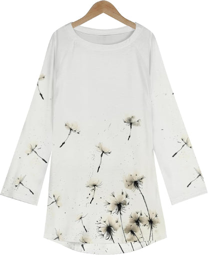 MARSVOVO Women Novelty Graphic Plus Size Sweater Crewneck Long Sleeve Cute Printed Loose Fit Casual Fall Sweaters Top