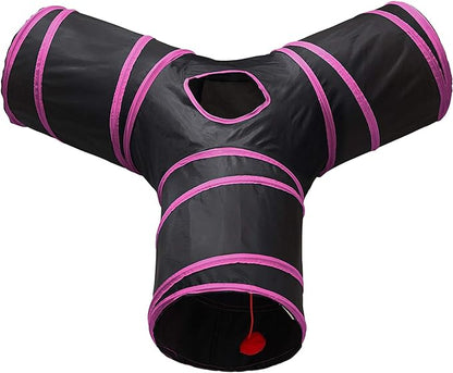 Tempcore 3 Way Collapsible Cat Tunnels, Indoor Cat Toys with Peek Hole & Ball, Perfect for Kittens & Rabbits