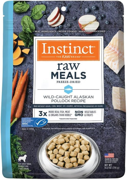 Instinct Freeze Dried Raw Meals, Natural Dry Dog Food, Grain Free - Wild Caught Pollock, 14 oz. Bag