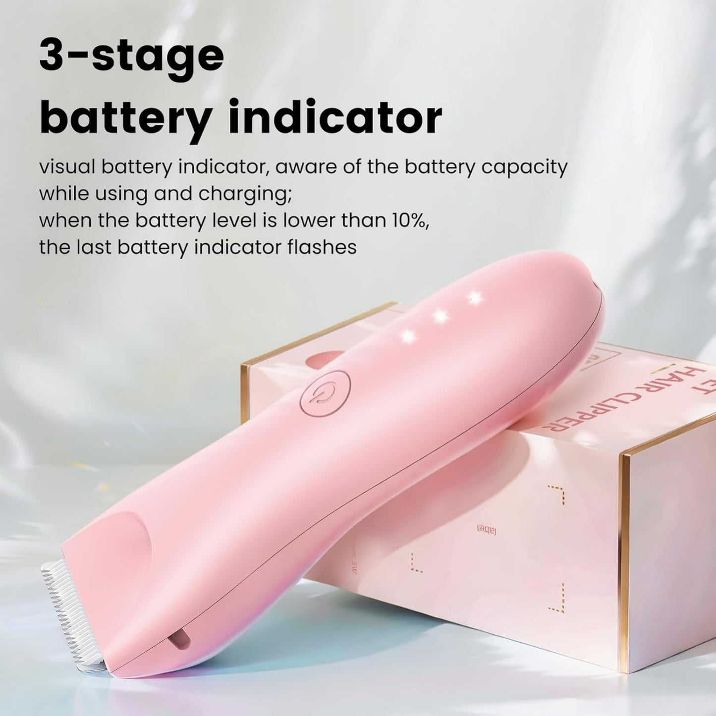 Handy Dog Cat Clippers - Professional Cordless Grooming Tools - Low Noise Pet Hair Trimmer Kit, TS032, Pink