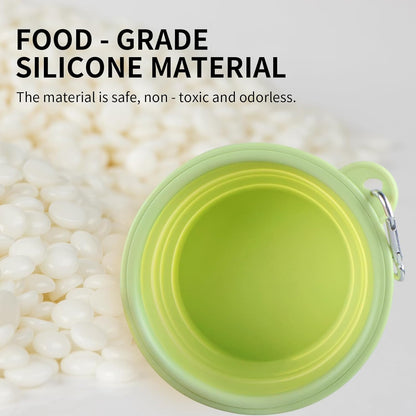 Collapsible Dog Bowls 2-Pack, Portable Travel Dog Bowl with Carabiner, Food-Grade Silicone Pet Bowl for Hiking, Walking (Macaron Pink and Green)