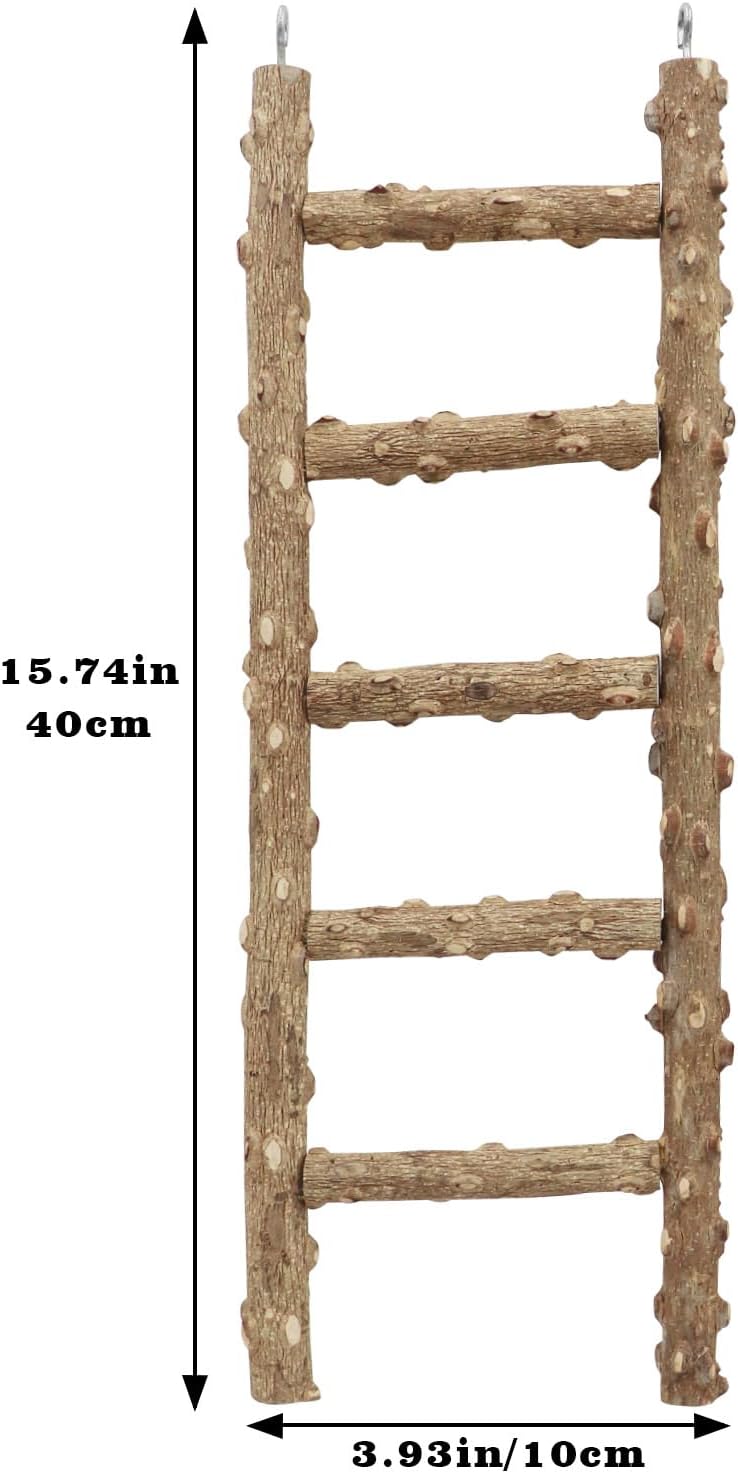 Natural Pepper Wood Parrot Ladder - Bird Climbing & Chewing Toy, Cage Accessory for Parrots, Parakeets, Cockatiels