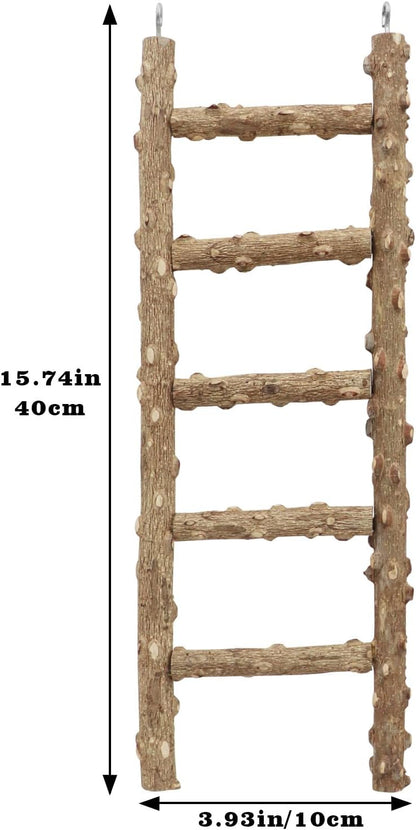 Natural Pepper Wood Parrot Ladder - Bird Climbing & Chewing Toy, Cage Accessory for Parrots, Parakeets, Cockatiels