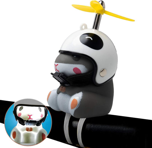 wonuu Duck Bike Bell with Light and Helmet Cute Hamster Bicycle Horn, Dashboard Decoration Hamster Toy Motorcycle Bike Bells Rubber Duck Car Dashboard Decorations