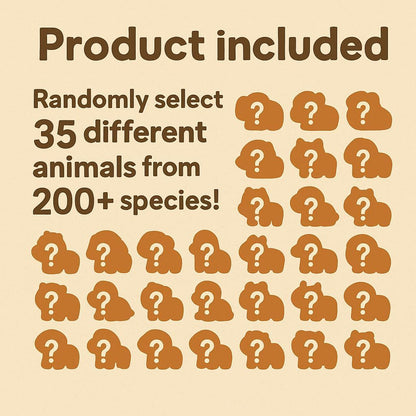35 PCS Mystery Animal Figurines, Randomly Selected from Over 200 Unique 3D Printed Animal Figurines, Fidget Desk Toys, Cute Small Gifts for Kids, Party Favors, Office Desk Pet, Treasure Box Rewards