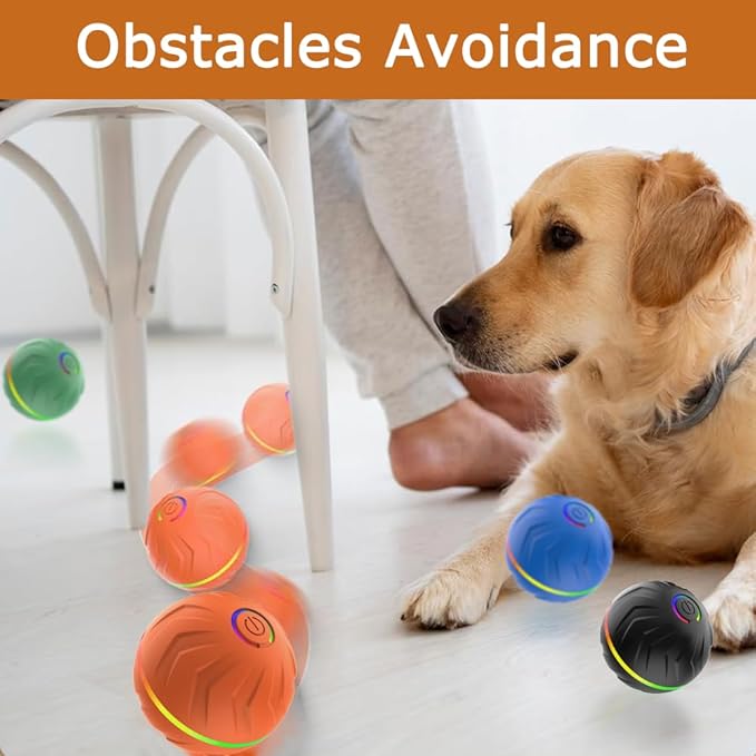 Interactive Dog Toys Dog Ball,Anti Boredom Dog Toys,Durable Motion Activated Automatic Rolling Toys for Small/Medium Dogs,Moving Ball for Dogs to Keep Them Busy,Dog Bows,Fruity Plush Covers(Blue)