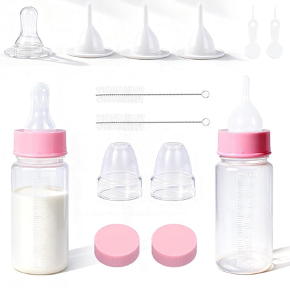 DEMORA Kitten Bottle Feeding Kit, Graduated Nursing Feeding Bottles for Pet Kitten Puppy Hamster Rabbit with Two Kinds of Replaceable Nipples Feeder (Clear, 3.4 oz)