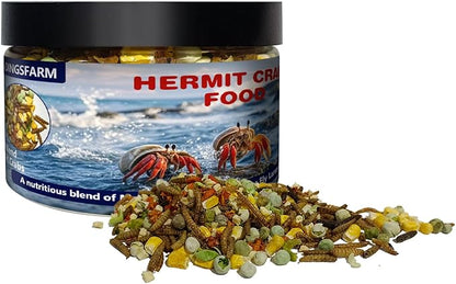 Hermit Crab Food, 4 oz Buffet Blend Mix with Mealworms, Black Soldier Fly Larvae and vegetables, Buffet Blend for Hermit Crab