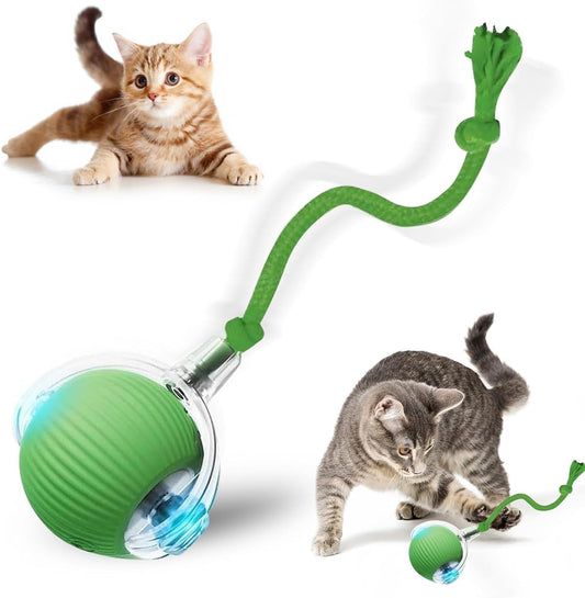 Interactive Cat Toy, 2025 New Interactive Rolling Cats Dog Toy Balls 360° Smart Automatic Rolling Pet Ball, Fast Moving Toy for Dog,Cat Ball Toy(Geen)