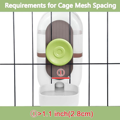 28oz Hanging Automatic Water Dispenser，Rabbit Water Bottle,Bunny Guinea Pig Ferret Water Bowl for Cage,Suitable for Small Animal Puppies(Cage Grid Spacing Over 1.2'')