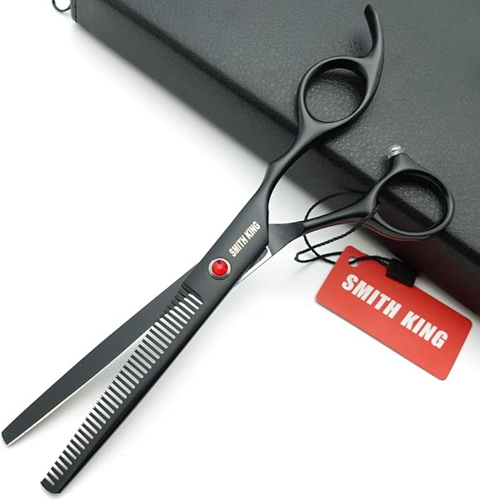 7.0in Professional Pet Grooming Scissors set,Straight & Thinning & Curved scissors 4pcs set for Dog grooming (Matt Black)