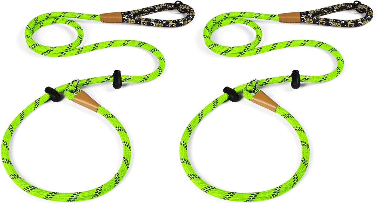 lynxking Slip Lead Dog Leash Reflective, Heavy Duty Comfortable Strong Rope for Large Medium Small Dogs No Pull Pet Training (Light Green, 2PCS Large 1/2in x 6ft)