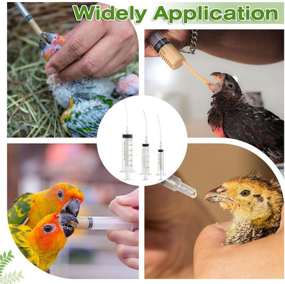 Baby Bird Feeding Syringe Set ，Parrot Small Pet Manual Feeder Measuring Tools， Milk Water,Liquid Food,Reusable (10ml+20ml+60ml)