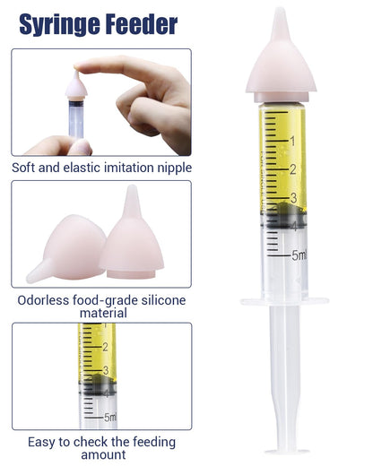 Pet Nursing Bottle, Nursing Bottle Kits, Kitten Bottle Feeding Kit, Nursing Bottle Kits for Feed Puppy & Kitten Milk, Fit for Kittens, Puppies, Rabbits, Squirrels, 4 * Pet Feeding Nipple