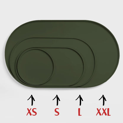 DogBuddy Dog Food Mat - Waterproof Dog Bowl Mat, Silicone Pet Mat for Food and Water Bowls, Nonslip Pet Feeding Mat with Edges, Dogs Food Mats for Floors, Puppy Supplies (Large, Khaki Green)