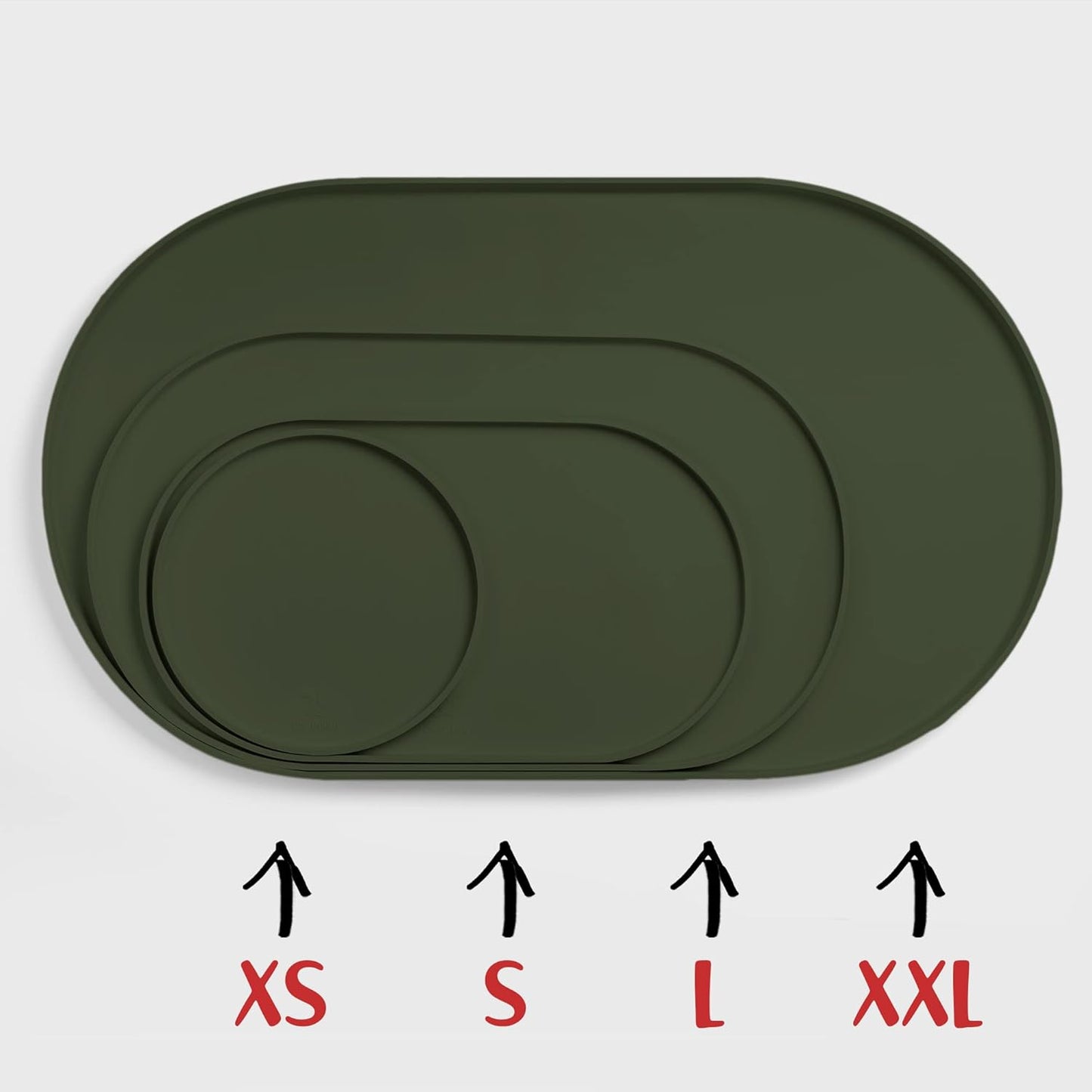 DogBuddy Dog Food Mat - Waterproof Dog Bowl Mat, Silicone Pet Mat for Food and Water Bowls, Nonslip Pet Feeding Mat with Edges, Dogs Food Mats for Floors, Puppy Supplies (XXL: 32" x 19", Khaki Green)