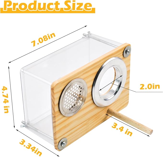 Bird Nesting Box for Window,Transparent Parakeet Nest Breeding Box Parrot Breeding Mating Box Bird Nest Box House Cage Accessories with Wood Perch for Parakeet Budgie Conure Parrot