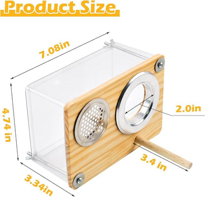 Bird Nesting Box for Window,Transparent Parakeet Nest Breeding Box Parrot Breeding Mating Box Bird Nest Box House Cage Accessories with Wood Perch for Parakeet Budgie Conure Parrot
