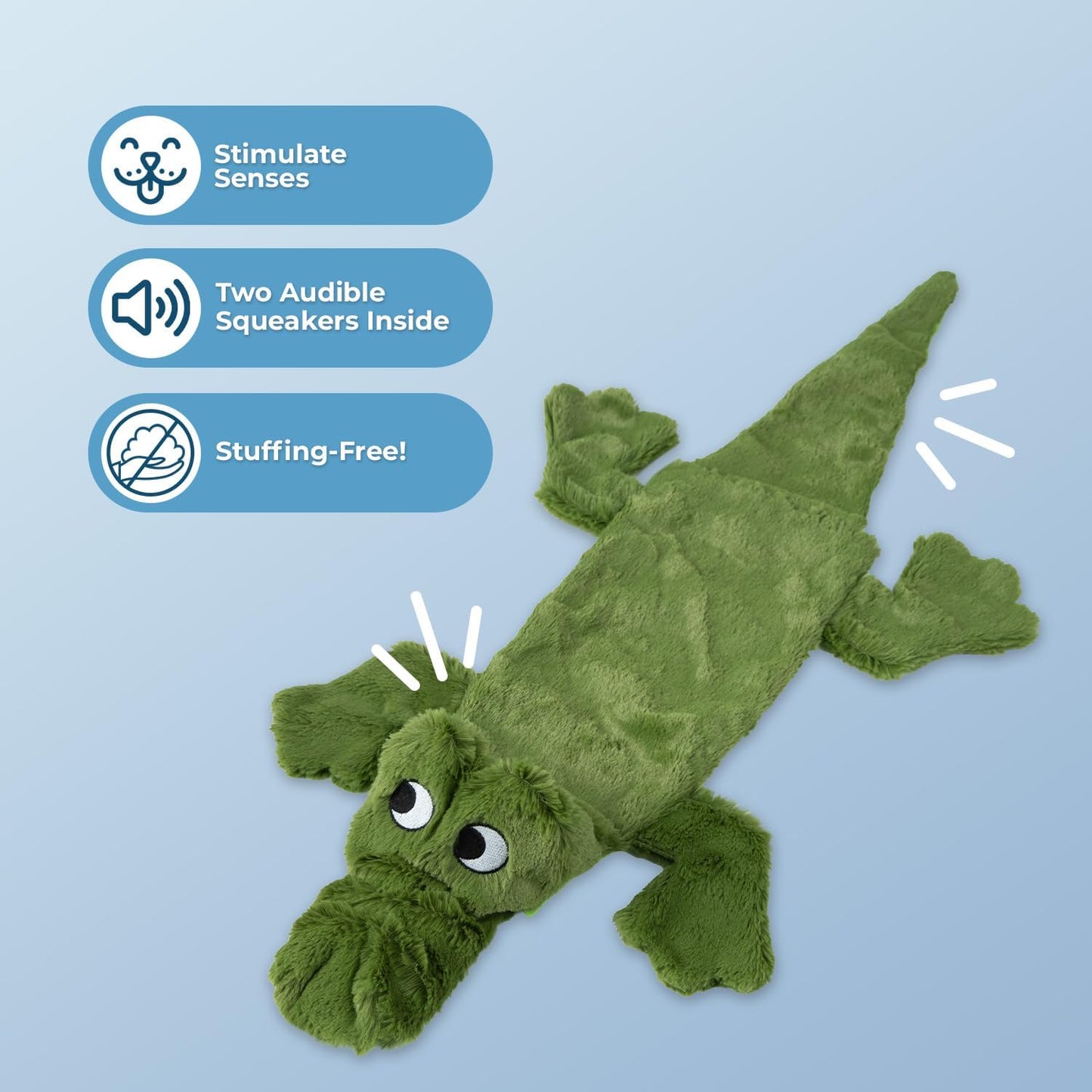 Best Pet Supplies Squeaky Dog Toys with Soft Durable Fabric for Small, Medium and Large Pets Interactive Toy for Indoor Play, Supports Active Biting and Play - Alligator, Medium