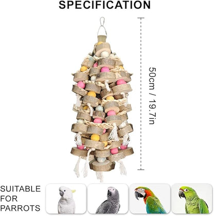 Bird Toys for Large Parrots Toys Natural Colored Wooden Bird Cages Chew Accessories for Macaws, Cockatoos, African Grey, and Amazon Parrots,