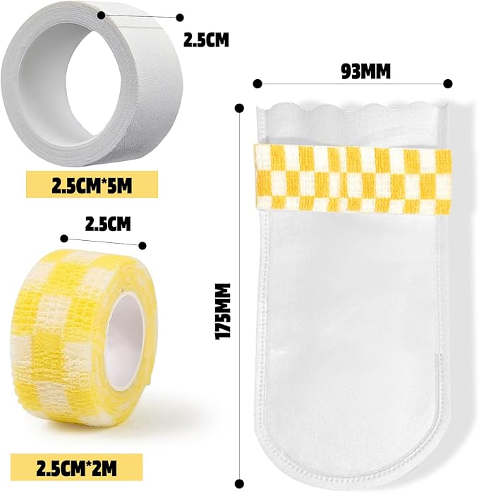 20 Pcs Disposable Boots for Real Duck Feet, Bumble Foot for Duck Pet Duck Supplies with Blue Bandage, Large Size (Yellow)