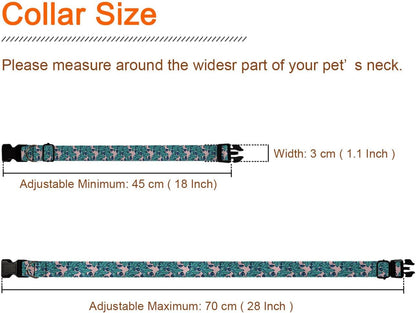 Green Palm Leaf Pink Dog Collar Soft Pet Collars for Small Medium Large Breed Dogs Cats Puppy Kitten Terrier