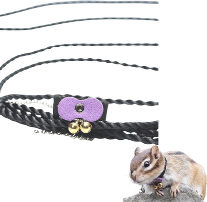 Squirrel Chipmunk Traction Rope Strap Anti-Biting Chain Rope, Small Animal Walking Collar Harness with Lead Leash for Hamster Gerbil Rat Mouse Ferret Chinchilla (Purple)