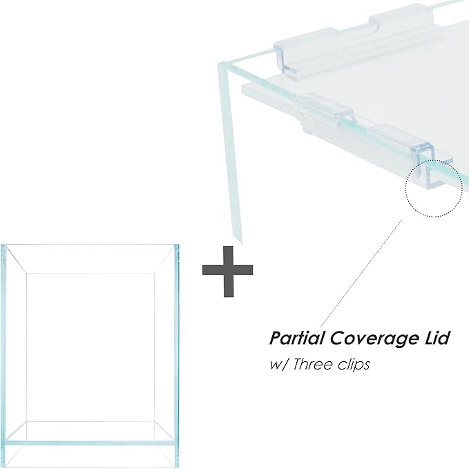 Nano Tall Rimless Aquarium Low Iron Frameless Fish Tank, Extra Clear with Floating Air Style, for Aquariums or Terrariums