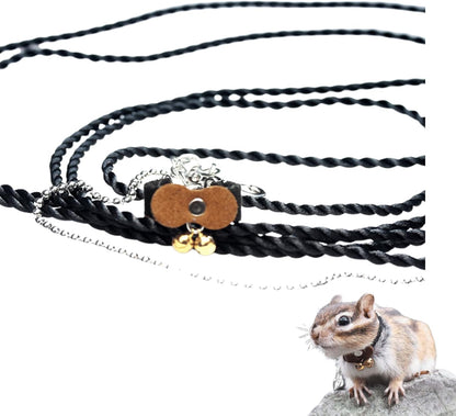 Squirrel Chipmunk Traction Rope Strap Anti-Biting Chain Rope, Small Animal Walking Collar Harness with Lead Leash for Hamster Gerbil Rat Mouse Ferret Chinchilla (Coffee)