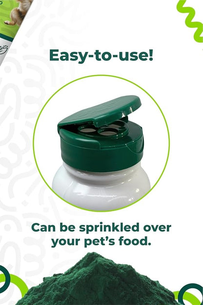 Spirulina-Based Powder for Pets Produced in The Atacama Dessert - Natural Supplement Nutrient-Rich, Essential Amino Acids & Prebiotics - 3 oz