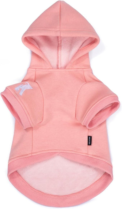 Koneseve Dog Hoodie - Fleece Warm Sweater with Pocket, Soft Clothes for Daily Wear, Basic Hooded Sweatshirts, Winter Coat Clothing, Comfort Tee Shirt Fit for All Breeds Pet - Pink - S