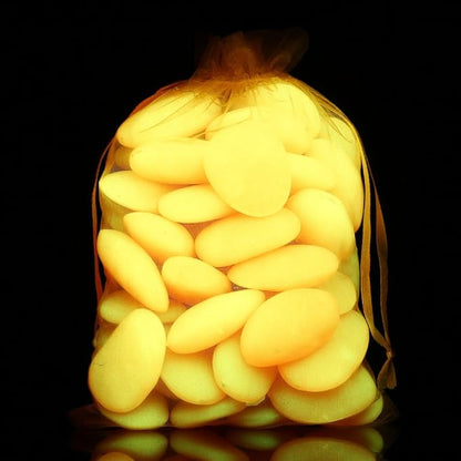 Shiny Stone Glow in The Dark Pebbles,Decorative Glow Stones,Fish Tank Aquarium Gravel,Glow Pebbles for DIY Garden Gifts Decoration(Big Size, 3-4cm, 400g/14.1oz) (Orange Yellow)