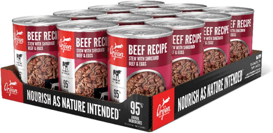 ORIJEN Real Meat Shreds Wet Dog Food Beef Stew Recipe 12.8oz Cans (12 Count)