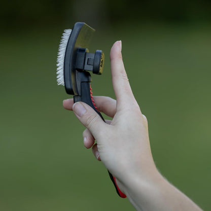 Jeffers Pet Self-Cleaning Slicker Brush for Dogs & Cats – Self Cleaning Button, Removes Tangles & Loose Hair, Non Slip Handle for Easy Grooming, Go To Gift for Pet Owners – Black, Red - Medium