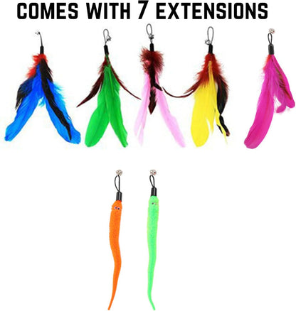 Smokey's Stash Interactive Cat Toy Wand 2pc Cat Fishing Pole Cat Toy for Indoor Cats with Feather and Funny Toy Refills to Drive Kittens Crazy